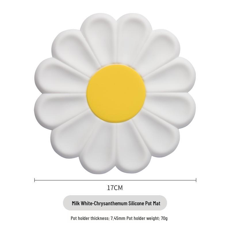 

Silicone Daisy Heat-Resistant Pad: Thick, Non-Stick, Oil-Proof, Anti-Scald Pot & Bowl Mat for Kitchen. 17cm білий