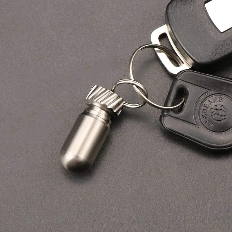 EDC TA2 Pure Titanium Waterproof Tank Pill Box, EDC Survival Seal Container, Necklace Keychain