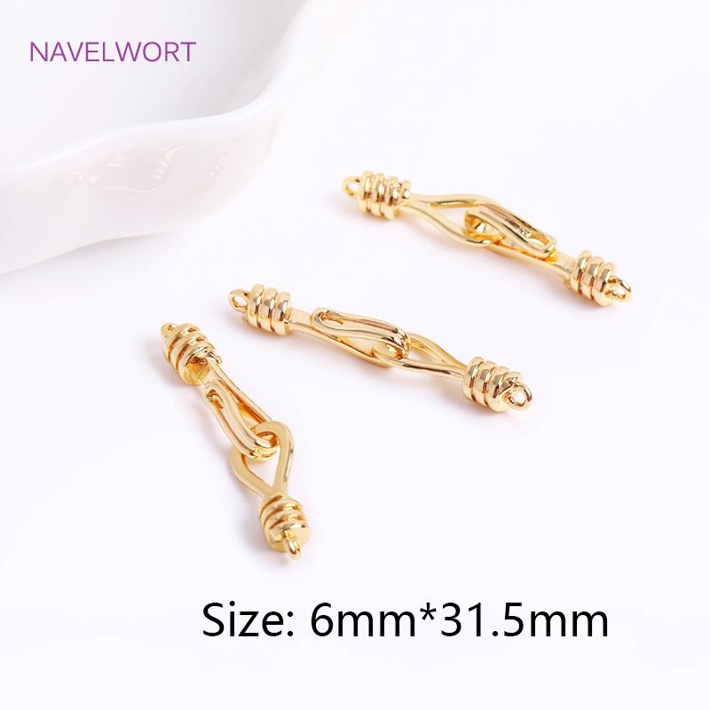 18K Gold Plated S Shaped End Connector Clasps For Jewelry Making, DIY Bracelet Fasteners Clasp Hook