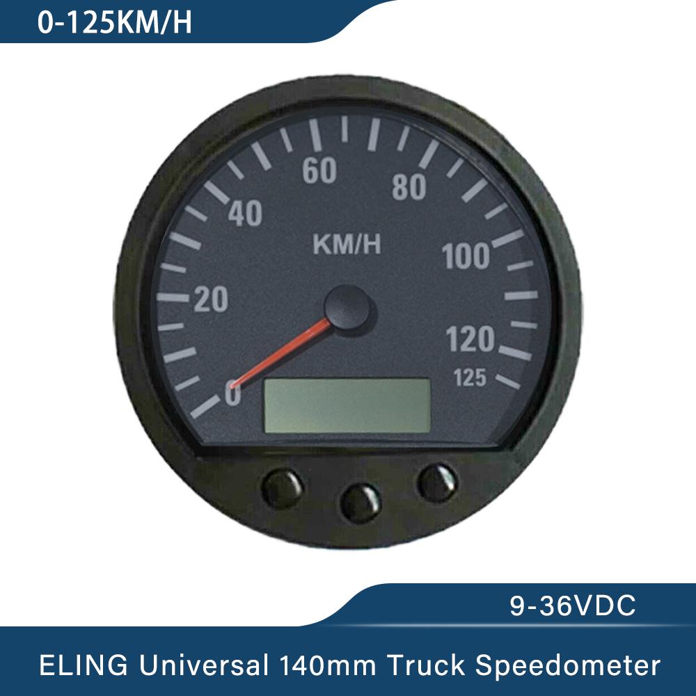 ELING Newest Universal 140mm Diameter Truck Speedometer Odometer 0-125km/h With Backlight 9-36V Circular panel