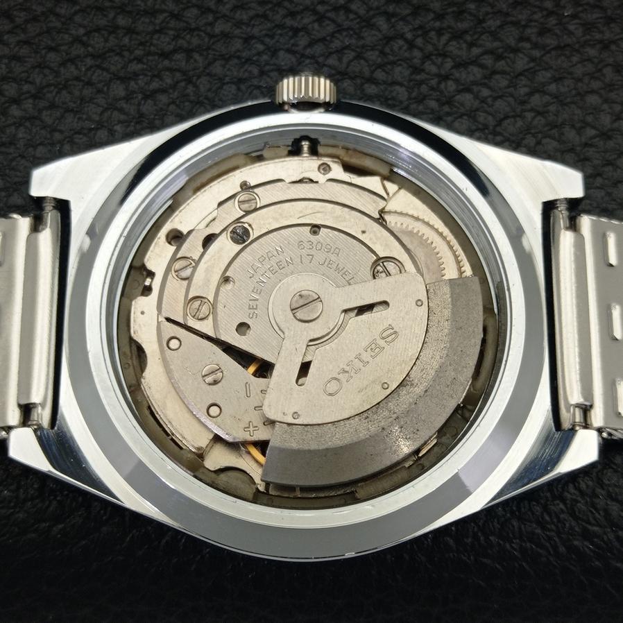 REFURBISHED VINTAGE SEIKO 5 AUTO 6309A JAPAN MENS BLACK WATCH 571b-a266352-10