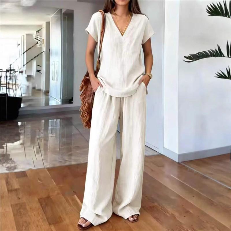1116 Spot new solid color summer fashion women's clothing set casual two-piece set