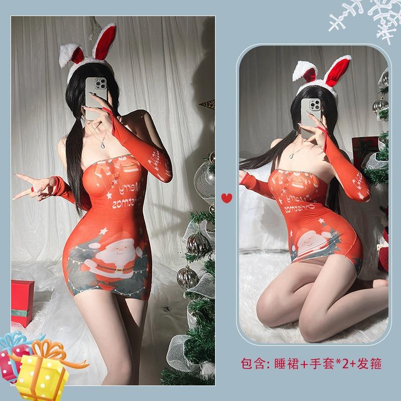 Sexy Lingerie Sexy Christmas Bunny Uniform Seduction Passion New Year's Day Suit New Robe Short Robe