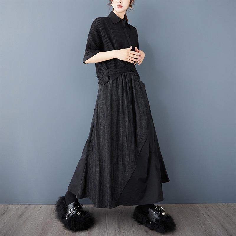 Denim Plus Size High Waist Vintage Patchwork Summer Casual Loose Long for Woman Skirts Womens Skirt