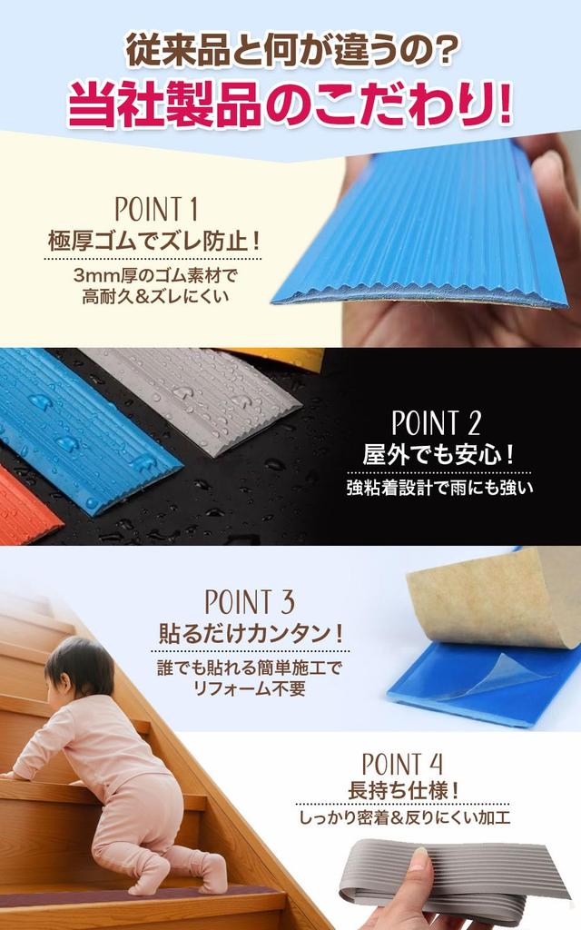 PLEAVIT Stair Anti-Slip Tape, Non-slip, Just Stick, PVC, Rubber, Mat, Sheet, For Renting, Yellow,