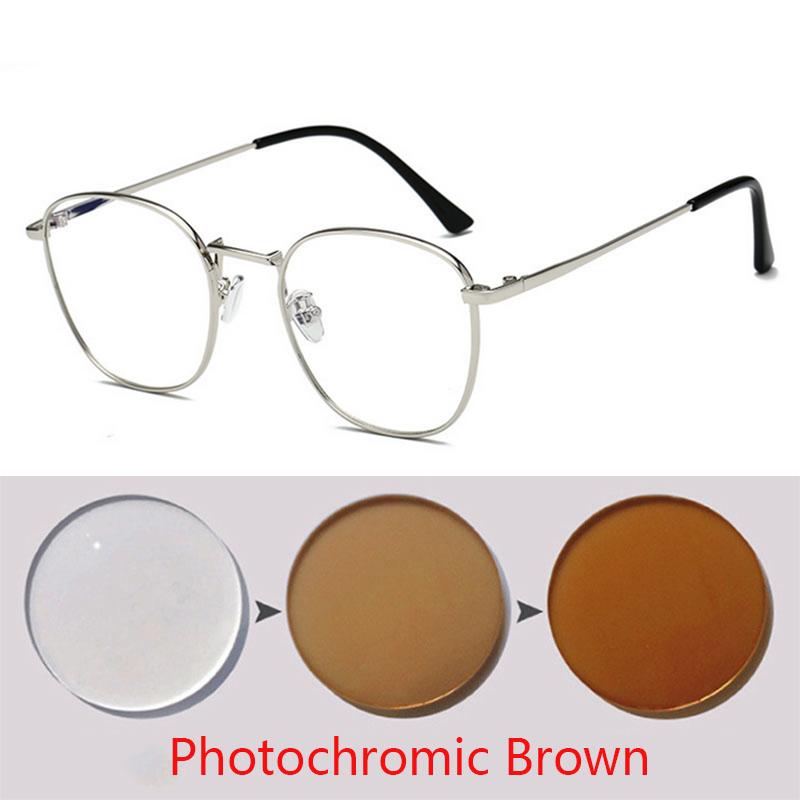 -1 -1.5 -2 -2.5 -3 -3.5 To -6.0 anti Blue Light Myopia Glasses Women Men Retro Metal Big Frame Square Students Myopia Glasses