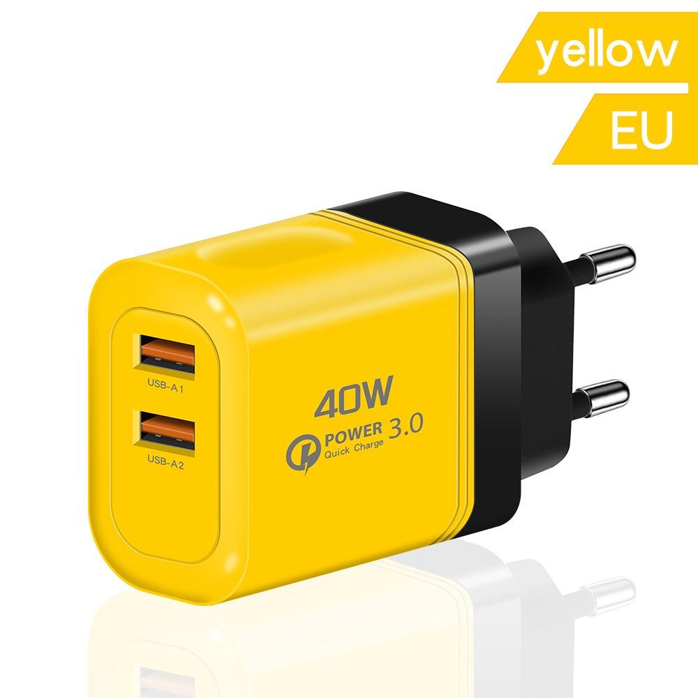 EU/US/UK 40W Charger Plug 2USB Quick Charge Adapter for iPhone/Xiaomi/Samsung