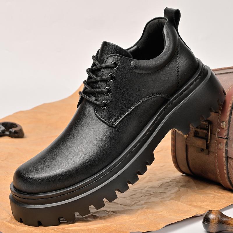 

Spring Men Formal Business Thick Soled Oxford Shoes Luxury Men s Dress Shoes Male Casual Genuine Leather Wedding Party Footwear 44 чёрный