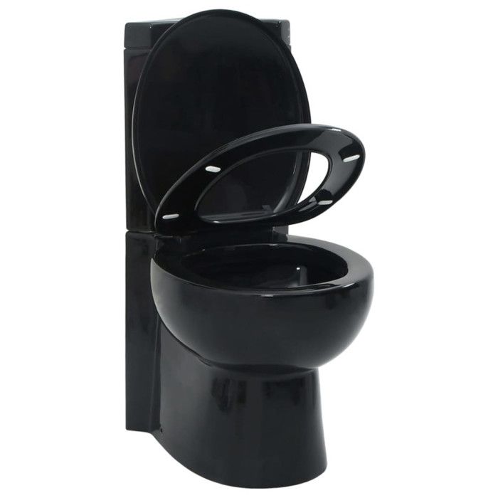 VidaXL Cuvette WC Céramique Noir Abattant WC Fermeture en Douceur Toilette 141134