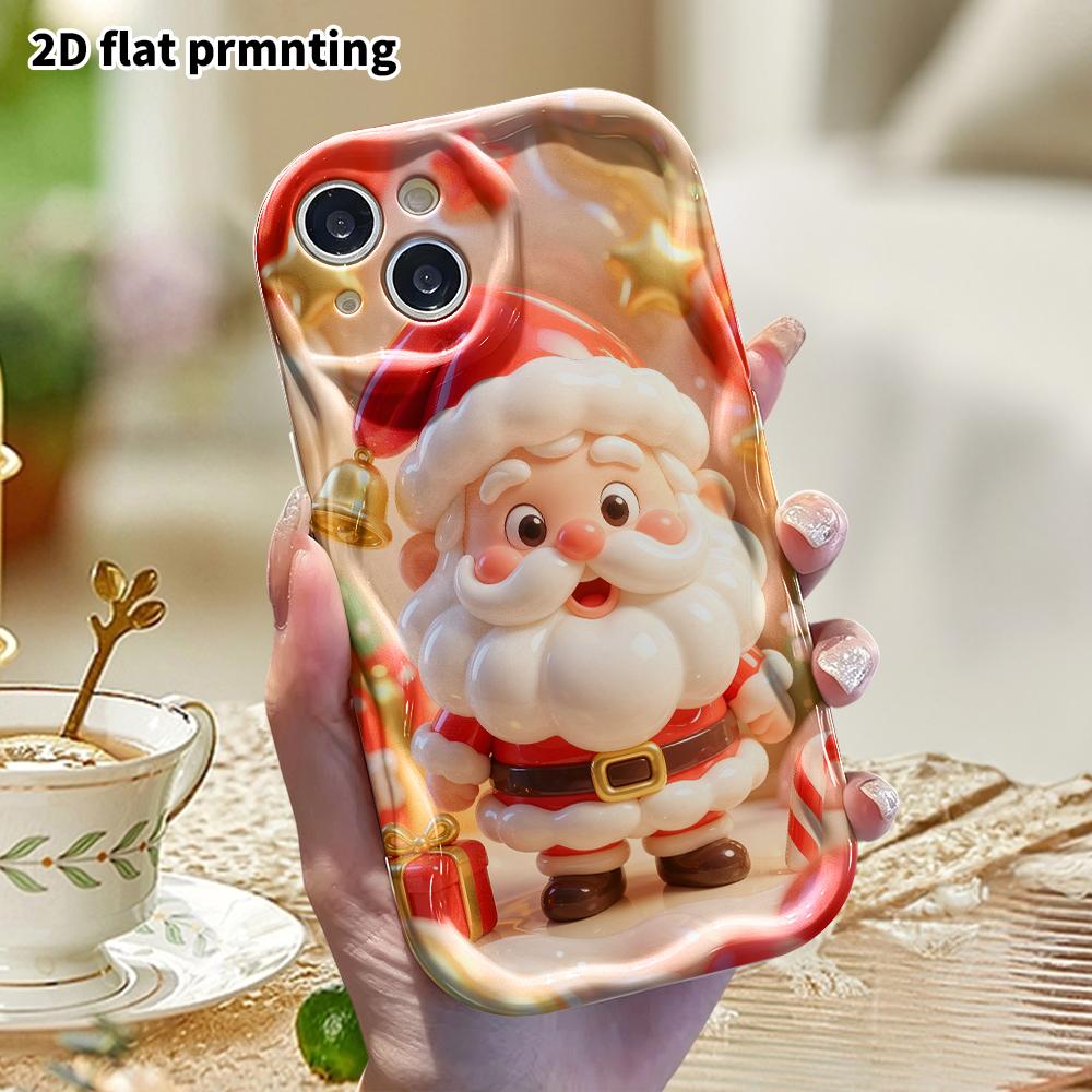 Phone Case: 2D flat design suitable for iPhone 18 17 16 15 14 13 Pro protective case, cartoon Santa Claus, perfect Christmas and Halloween holiday gif