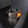 Retro Classic Alloy Tiger Eye Stone Ring Square Coffee Color Stone Men Ring  Jewelry Trend Accessories