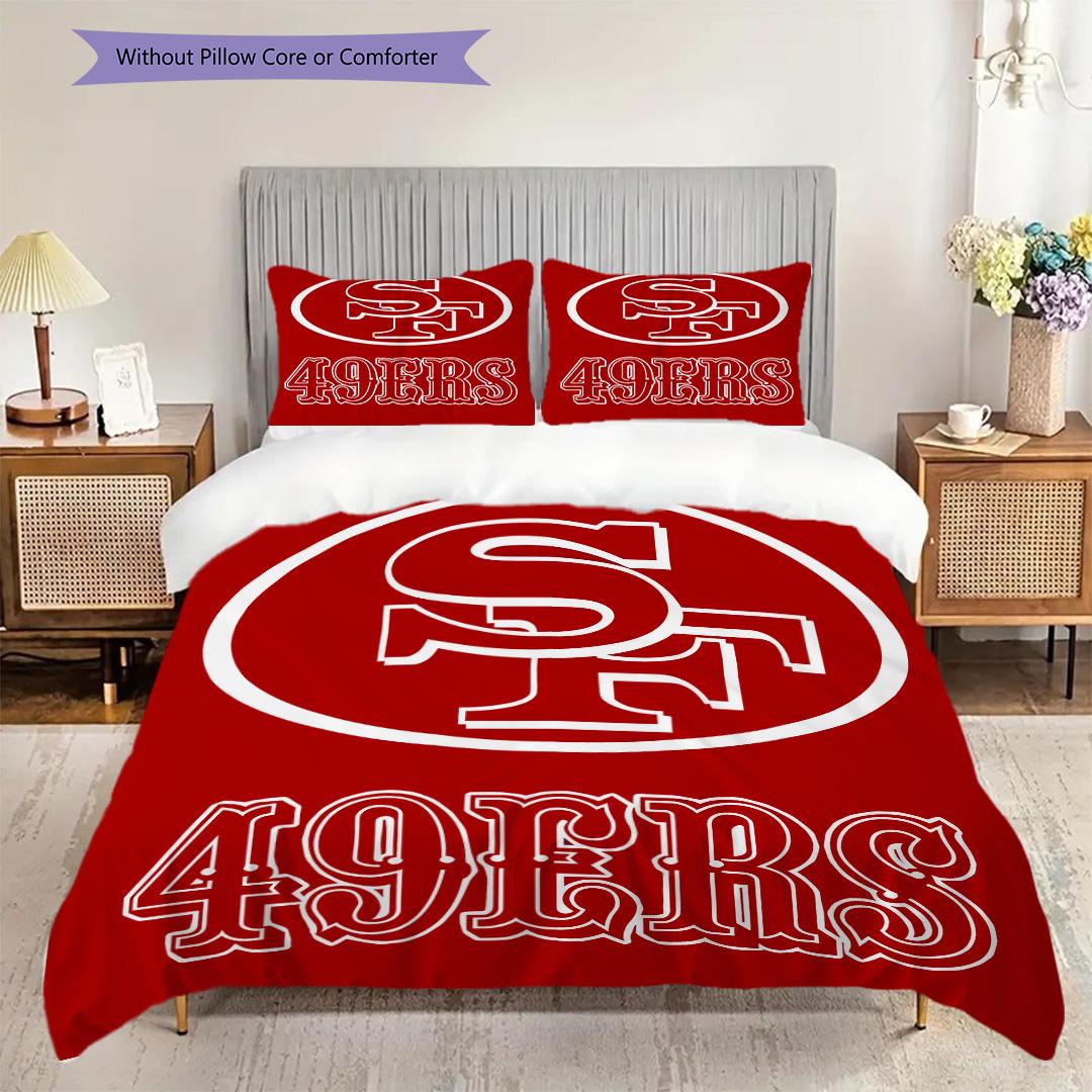 

San Francisco 49ers Pattern Bedding Quilt Set Quilt Cover Pillowcase Home Decoration Birthday Gift (1 * duvet cover + 2 * pillowcase, without core) 135x200cm