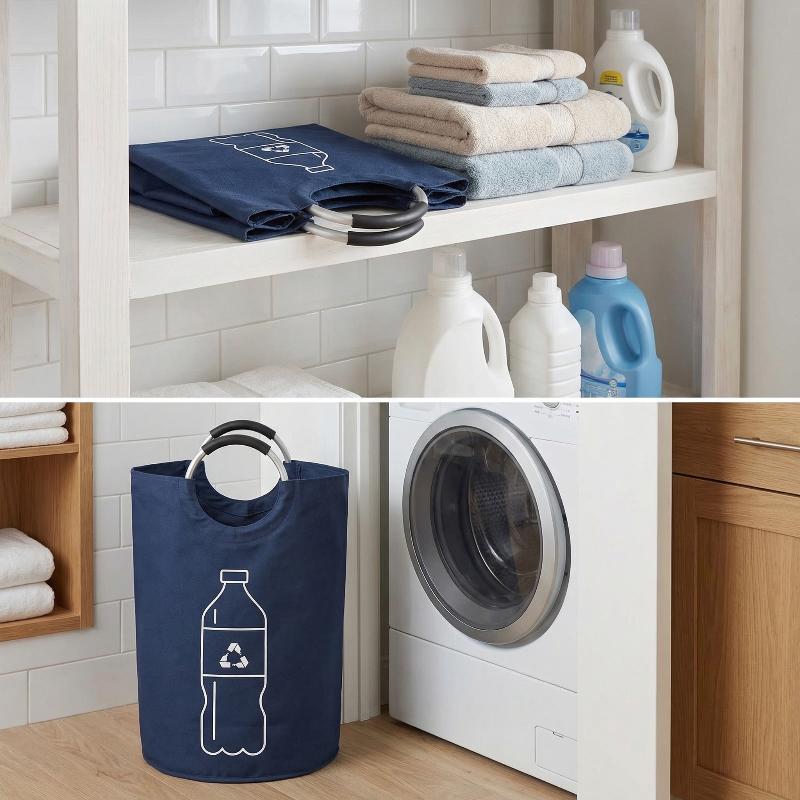 Large-capacity Beverage Bottle Storage Basket Waste Water Bottles Collection Bag Folding Recycling Bucket Dirty Laundry Baskets