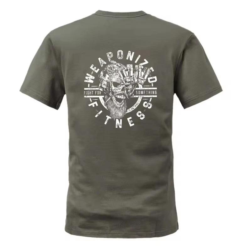 Amerikanische Modemarke Kurzärmeliges Sommer Taktisches Militärfan Halbärmeliges Bedrucktes Rundhals Reines Baumwoll Atmungsaktives T-Shirt