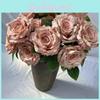 Artificial Rose Silk Flowers Bouquet Wedding Decor Home Photography Floral Prop