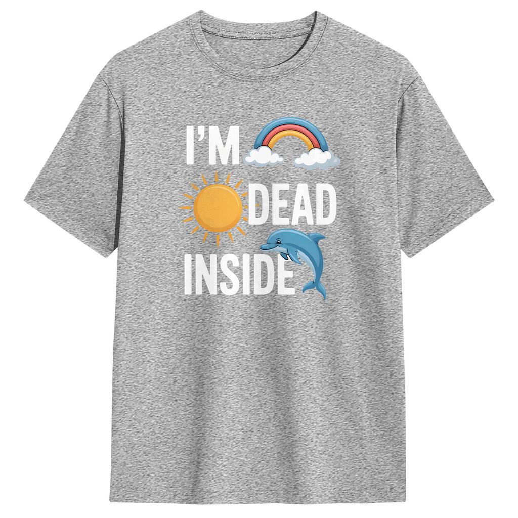 IM Dead Inside Cotton TShirt For Unisex Summer Y2K Basic TShirts Crew Neck Hippie Tee Shirt Big Size Custom Logo Clothes
