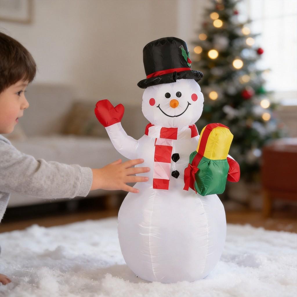 Christmas Inflatable Snowman Decor With Led Lights For Holiday Party Festivities