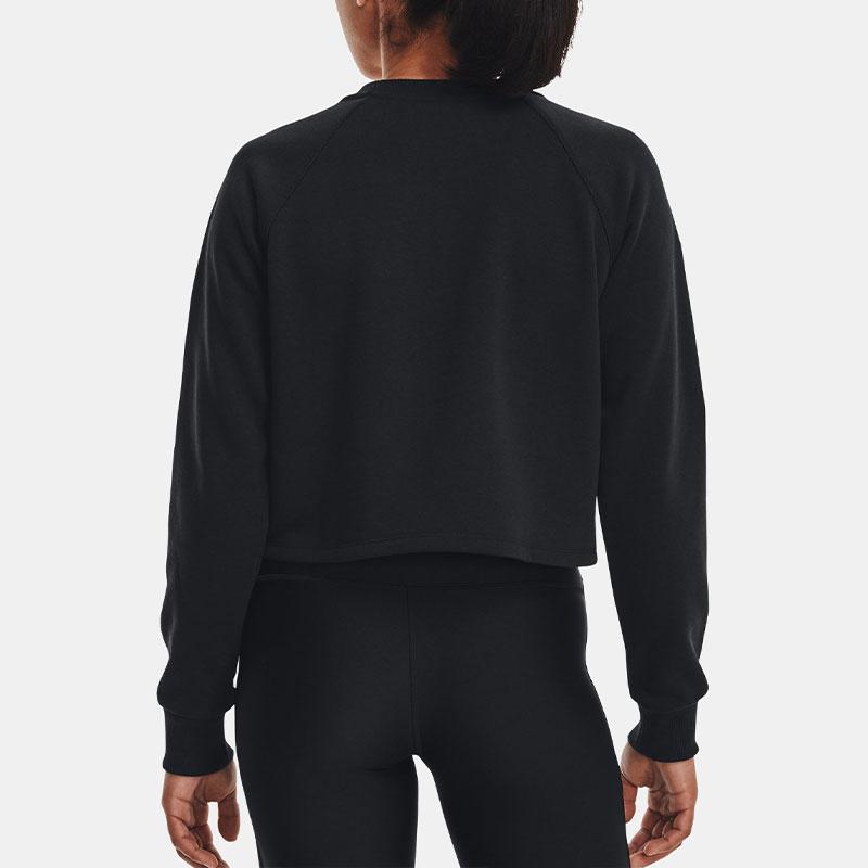 Under Armour Terry Crop Solid Color Pullover Short Sleeve T-Shirt Women Tops Black 1378650-001