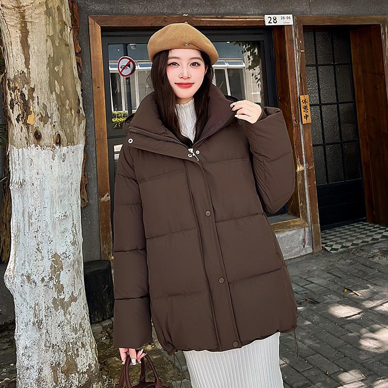 2025 Simple New Cotton-padded Clothes Women's Winter Medium and Long Korean Version Loose Thickened Cotton-padded Clothes Cotton-padded Jackets Versat