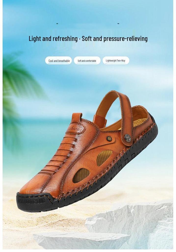 2026 Men's Plus Size Closed-Toe Beach Sandals - Non-Slip Soft Sole Summer Slippers