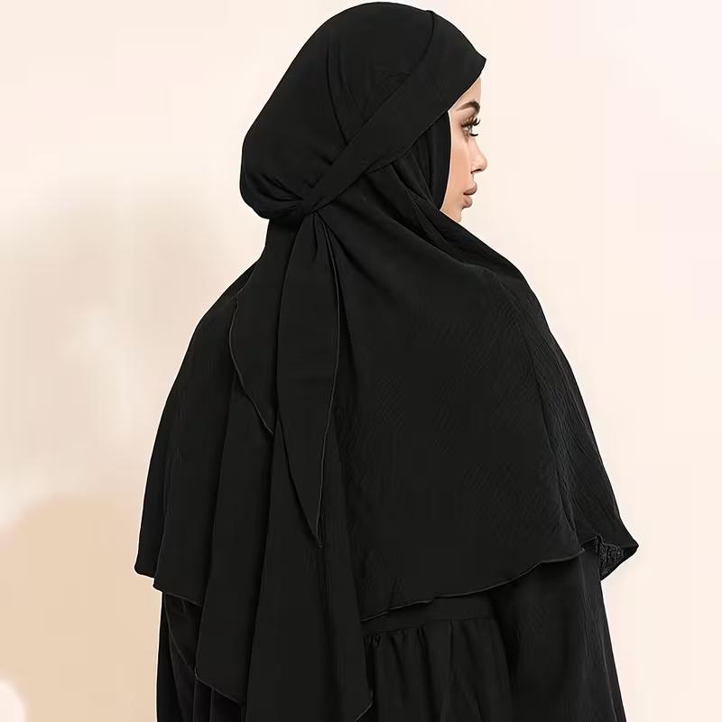 Elegant Long Muslim Head Covering With Tie Closure Women'S Islamic Hijab Prayer Headscarf Ready To Wear Abaya Hijab For Daily