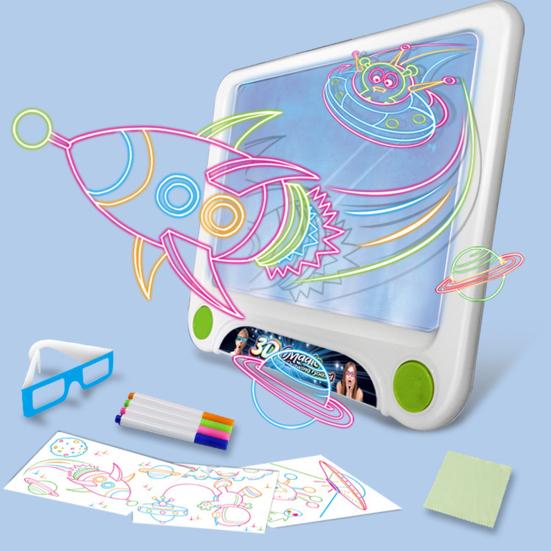 

1 комплект, креативная световая доска для рисования, технология защиты глаз, безопасная 3D флуоресцентная живопись, рисование