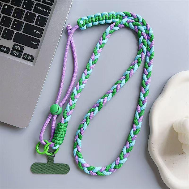 Colorful Braided Crossbody and Anti-Lost Adjustable Strap for Girls - Keychain and Mobile Phone Hanging Rope