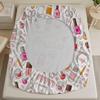 3pcs White Fitted Sheet Sets 100% Polyester For Girls Decor Nail Polish Tools And Hearts Printed  Flat Sheet With 2Pillowcases