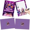 12PCS Kpop Demon Hunters Theme Invitation Cards Single & Double Sided Cute Cartoon Birthday Party Invitation Cards for Kids Fans