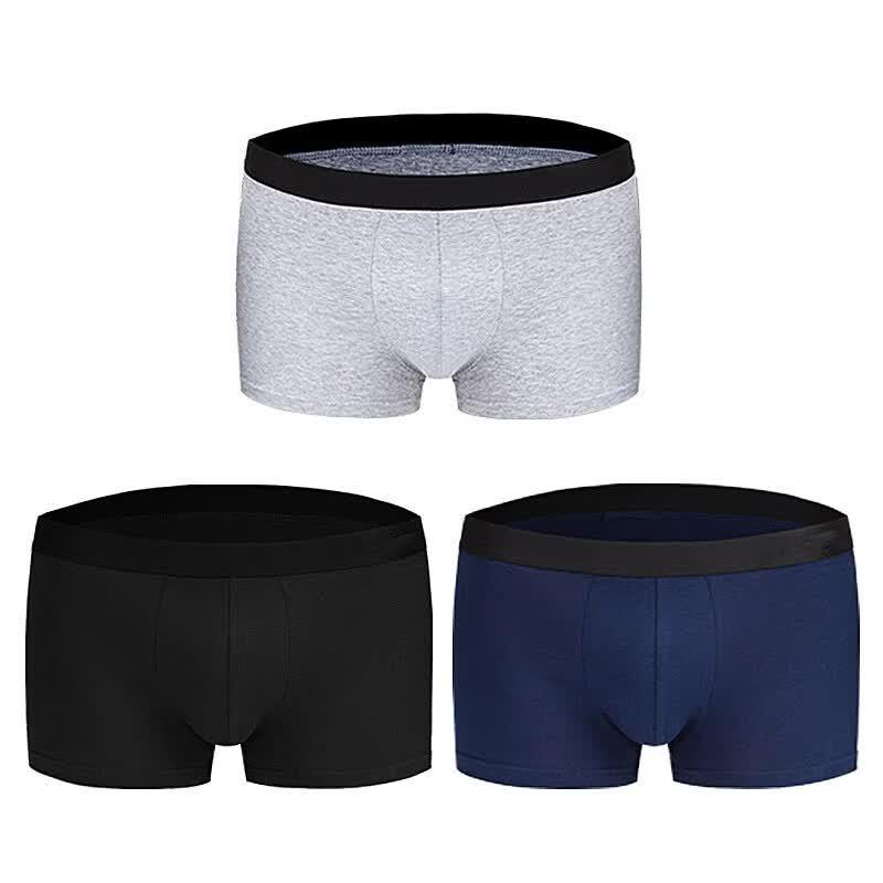 Langsha Men's Ribbed Stretch Cotton Boxer Briefs 3-Pack