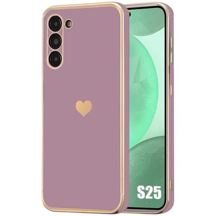 Coque - samsung - galaxy s25 - silicone souple - motif cœur - luxe violet