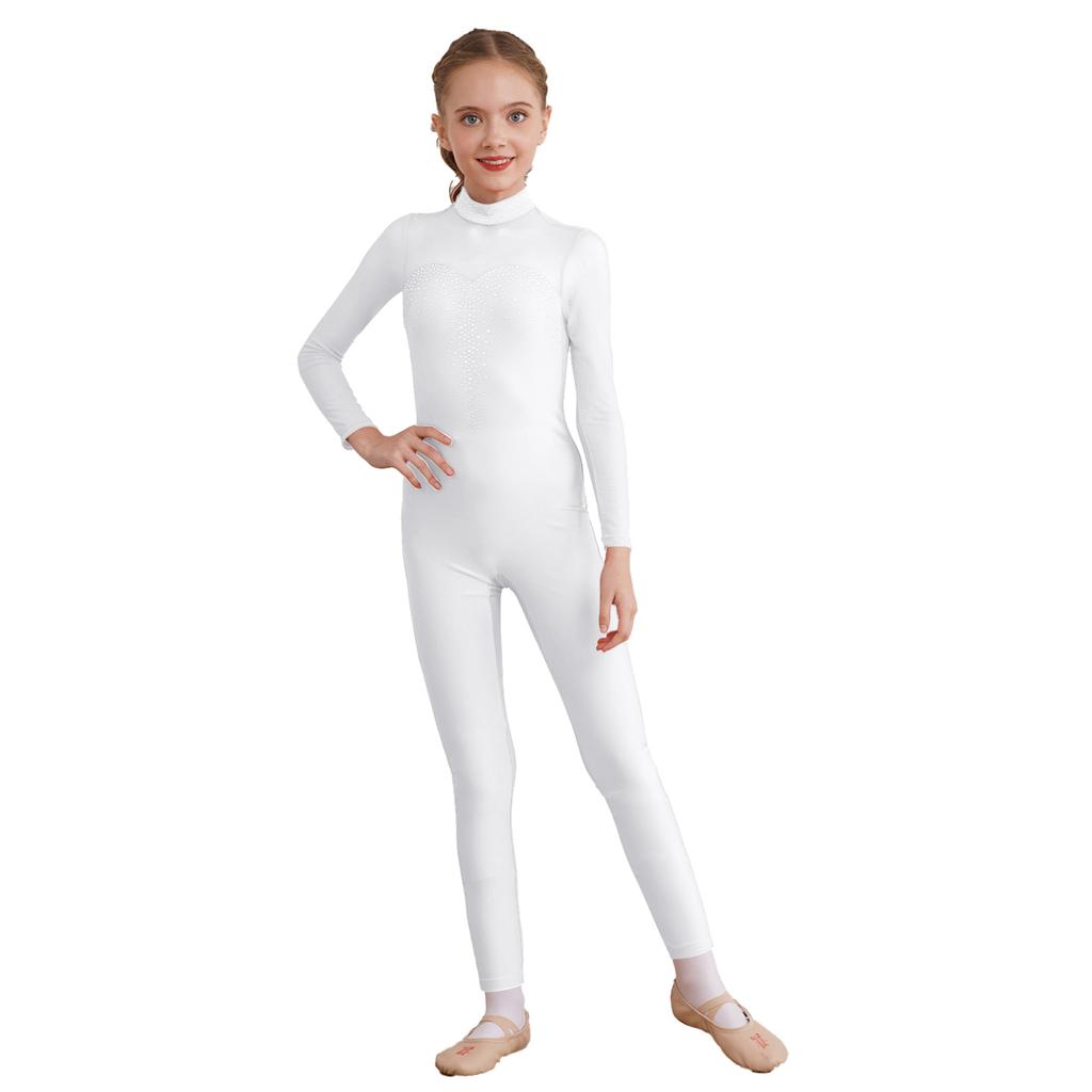 Girls Ice Skating Costume Set - Glitter Long Sleeve & Leggings Activewear