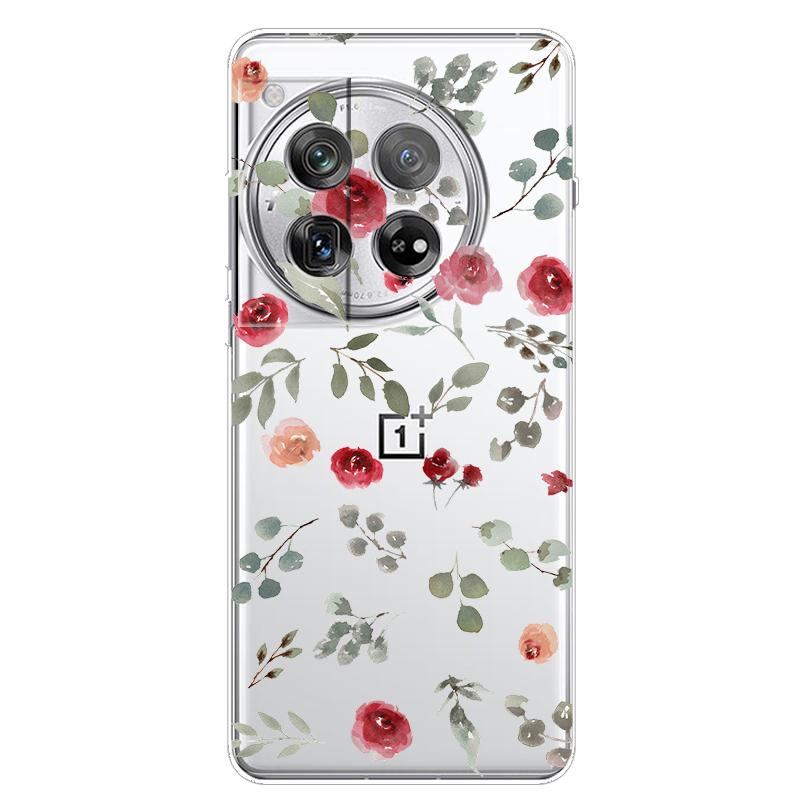 For OnePlus 12 Case 12R 5G Flower Clear TPU Soft Silicone Transparent Back Case for One plus 12R Cover on for Oneplus12 5G Coque