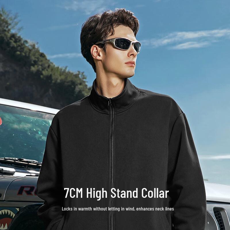 JEEP SPIRIT Unisex Spring Knit Stand Collar Jacket