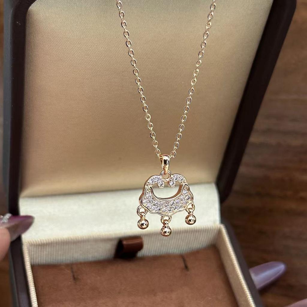 Xiaohongshu Explosive Seiko Safety Lock Necklace Fashion National Style Pendant Transfer Bell Clavicle Chain