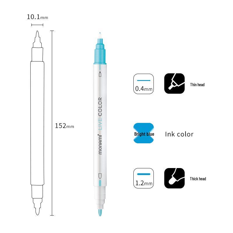 Monami Double-Ended Fiber Tip Liner Pen, 39 Colors for Drawing and Outlining