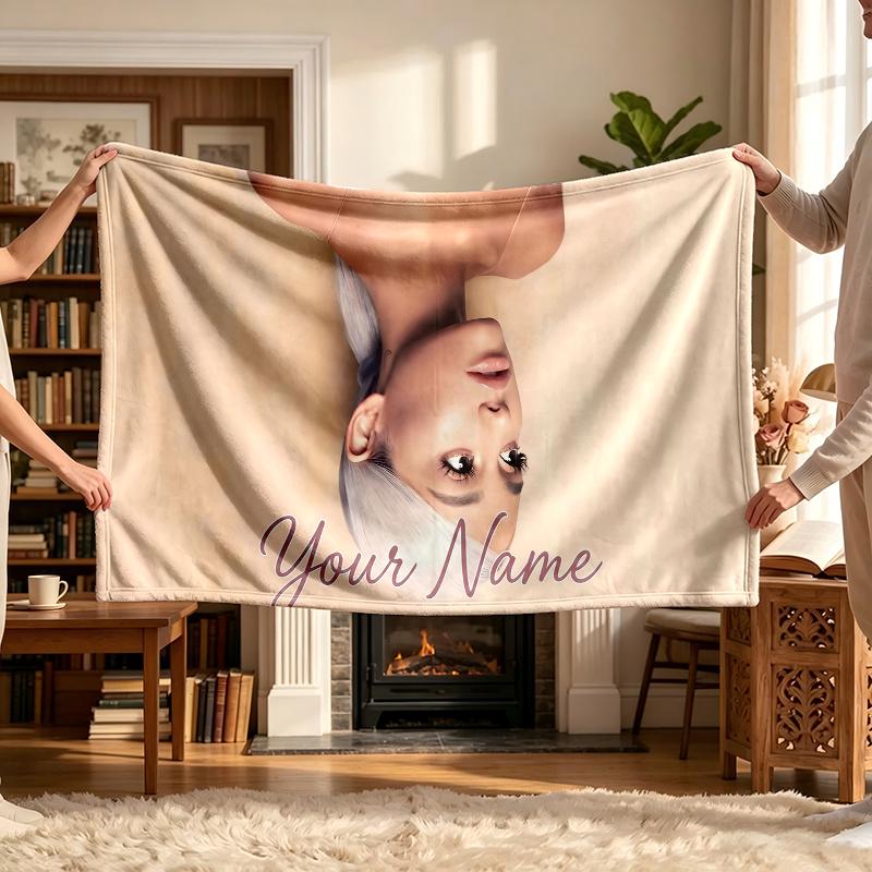 Ariana Grande (1) Personalized Name Blanket Soft Cozy Gift for Sofa Bed Couch Home Decoration