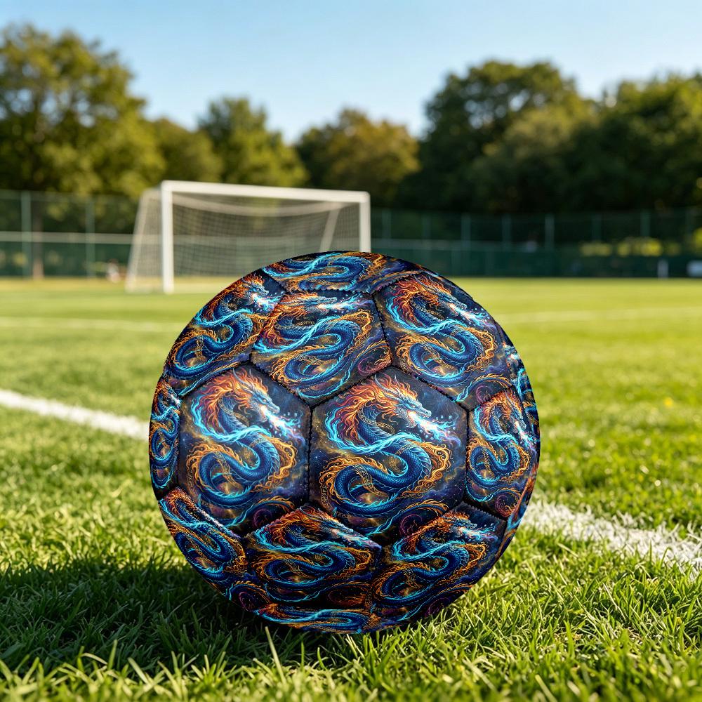 1pc Cosmic Dragon Art Theme Soccer Ball Football, Size 5, Lightweight PVC, Outdoor Training Soccer Ball,Gift c65109