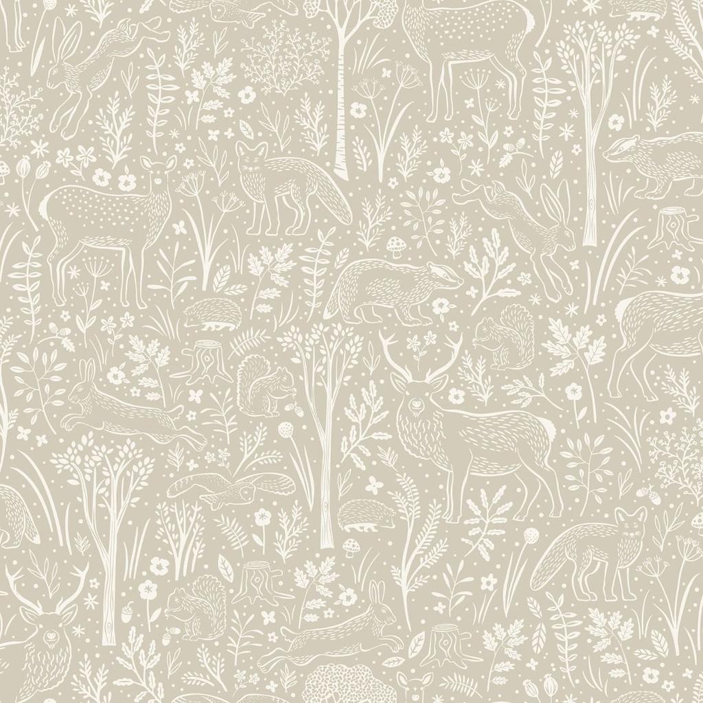Grandeco Woodland Animals Vinyl Textured Wallpaper