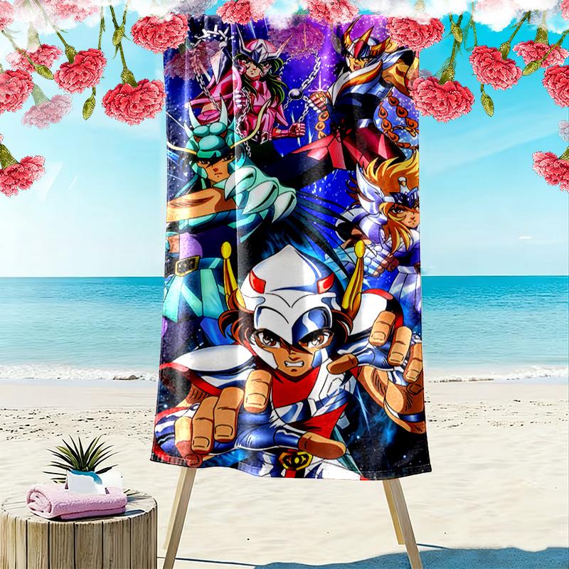Saint Seiya Print Beach Towel, Large Soft Quick Dry Towel for Beach Camping Swimming
