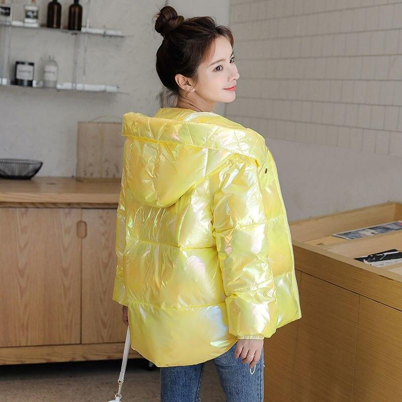 Neue Koreanische Lose Mode Helle Verdickte Unten Parka Rosa Gelb Weiß Brot Mantel Fledermaus Ärmeln Dicke Kleidung