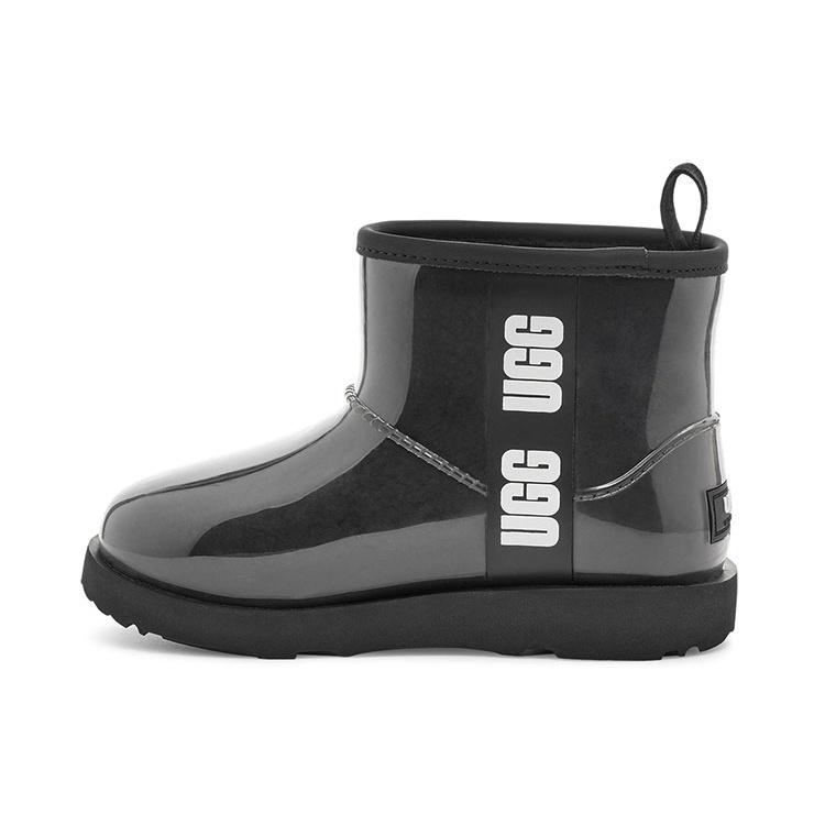 UGG Classic Clear Mini II Large LOGO Fleece Lined Big Boys Black Kids 1112386K-BLK EU 32.5
