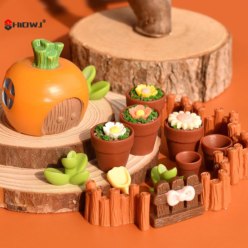 10pcs Mini Flowerpot Dollhouse Furnishing - Accessories To Enhance Doll House Decoration