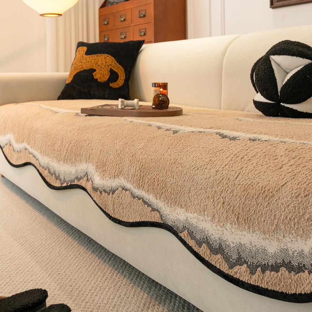 Light Luxury High-End Special-Shaped Irregular Leather Sofa Cushion  New Four-Season Universal Straight-Row Sofa Seat Cushion Cover
