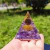 Amethyst Crystal Pyramid Healing Orgonite Chakra Energy Orgone Ornaments Home