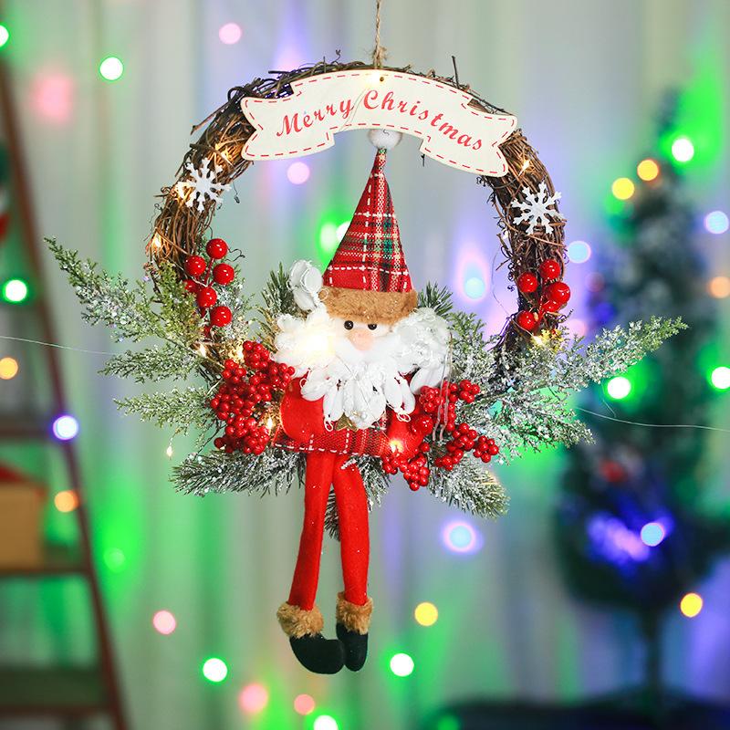 New Christmas Decoration Wreath Simulation Rattan Christmas Wreath Door Hanging Window Decoration Props Christmas Decorations