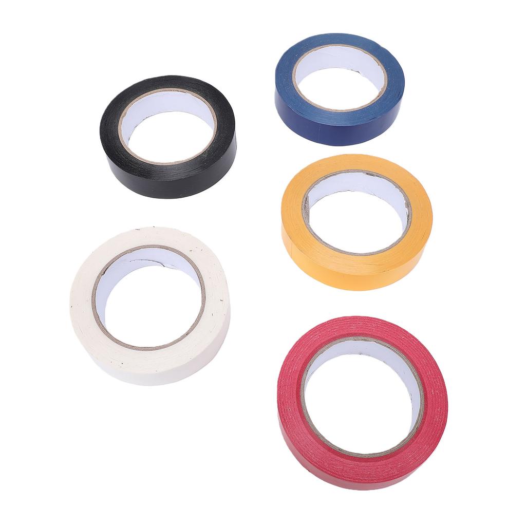 5pcs Floor Marking Tapes Yellow Red Blue Black White 1 Inch Width Vinyl Floor Tapes for Outdoor Sports Field Social