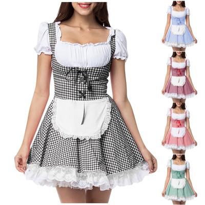 Oktoberfest dámske uniformné šaty s krátkym rukávom a nízkym výstrihom