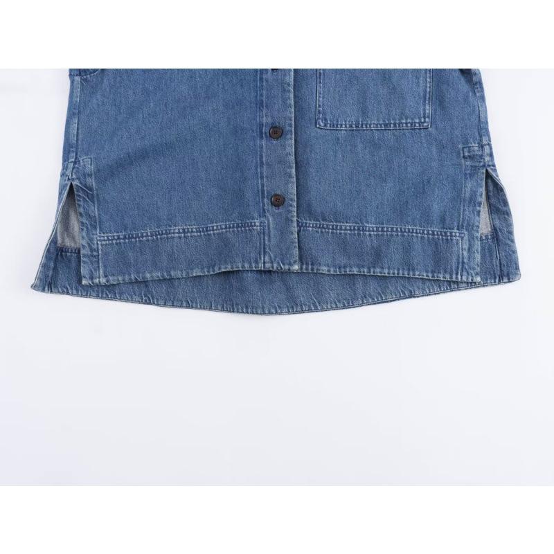 2026 Women's Street Fashion: V-Neck Drop Shoulder Denim Jacket