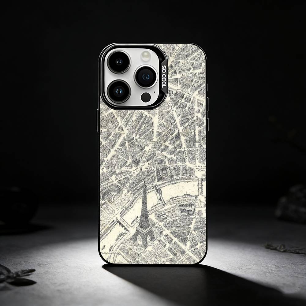 Famous City Sketch City Map Phone Case For iPhone 17,16,15,14,13,12,11 Plus,Pro Max,XS,Colored Silver Phone Case
